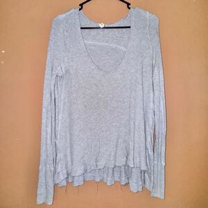 Free People Women's Waffle Knit Boat Neck Top - Gray XS